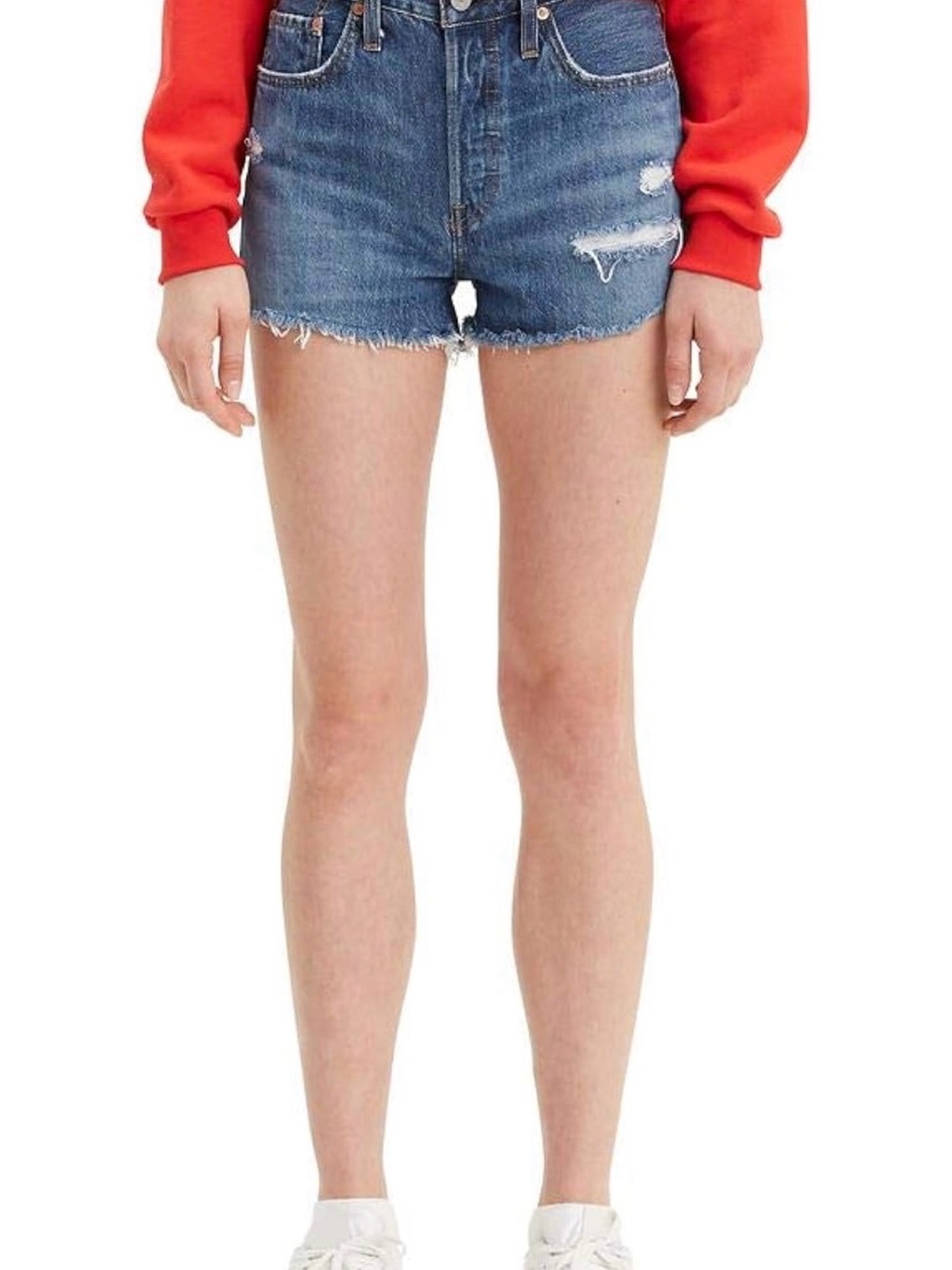 Levi's High-Rise Distressed Denim Jean Shorts